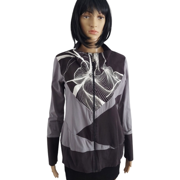 Schwiing Full zip athletic jacket. Black/ gray sweater, size L - Picture 1 of 10